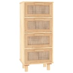 Credenza Marrone 40x30x90cm Legno Massello Pino Rattan Naturale