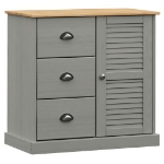 Credenza Cassetti VIGO Grigia 78x40x75 cm Legno Massello Pino