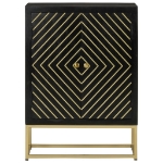 Credenza con 2 Ante Nero e Oro 55x30x75 cm Legno Massello Mango