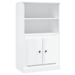 Credenza Bianco Lucido 60x35,5x103,5 cm in Legno Multistrato