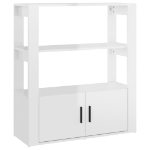 Credenza Bianco Lucido 80x30x90 cm in Legno Multistrato