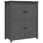 Credenza Grigia 83x41,5x100 cm in Legno Massello di Pino