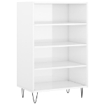 Credenza Bianco Lucido 57x35x90 cm in Legno Multistrato