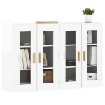 Armadietti a Parete 2 pz Bianco Lucido in Legno Multistrato