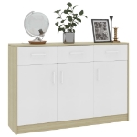 Credenza Bianco e Rovere Sonoma 110x30x75 cm in Truciolato