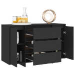 Credenza con 3 Cassetti Nera 120x41x75 cm in Truciolato