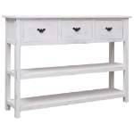 Credenza Bianco Antico 108x30x76 cm Legno Massello di Paulonia