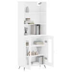 Credenza Bianco Lucido 69,5x34x180 cm in Legno Multistrato