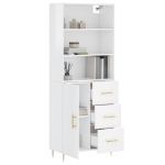 Credenza Bianco Lucido 69,5x34x180 cm in Legno Multistrato
