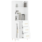 Credenza Bianco Lucido 69,5x34x180 cm in Legno Multistrato