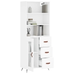 Credenza Bianco Lucido 69,5x34x180 cm in Legno Multistrato