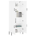 Credenza Bianco Lucido 69,5x34x180 cm in Legno Multistrato