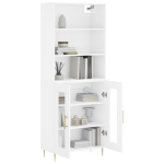 Credenza Bianco Lucido 69,5x34x180 cm in Legno Multistrato