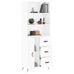Credenza Bianco Lucido 69,5x34x180 cm in Legno Multistrato
