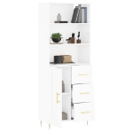 Credenza Bianco Lucido 69,5x34x180 cm in Legno Multistrato