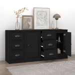 Credenze 2 pz Nere in Legno Multistrato