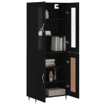 Credenza Nera 69,5x34x180 cm in Legno Multistrato