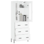 Credenza Bianca 69,5x34x180 cm in Legno Multistrato