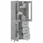 Credenza Grigio Cemento 69,5x34x180 cm in Legno Multistrato