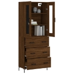 Credenza Rovere Marrone 69,5x34x180 cm in Legno Multistrato