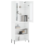 Credenza Bianco Lucido 69,5x34x180 cm in Legno Multistrato