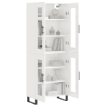 Credenza Bianco Lucido 69,5x34x180 cm in Legno Multistrato