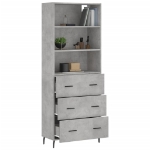 Credenza Grigio Cemento 69,5x34x180 cm in Legno Multistrato