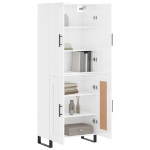 Credenza Bianco Lucido 69,5x34x180 cm in Legno Multistrato