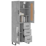 Credenza Grigio Cemento 69,5x34x180 cm in Legno Multistrato