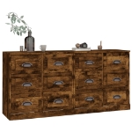 Credenze 2 pz Rovere Fumo in Legno Multistrato