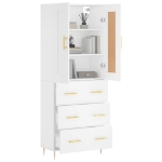 Credenza Bianca 69,5x34x180 cm in Legno Multistrato