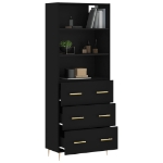 Credenza Nera 69,5x34x180 cm in Legno Multistrato