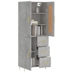 Credenza Grigio Cemento 69,5x34x180 cm in Legno Multistrato