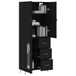 Credenza Nera 69,5x34x180 cm in Legno Multistrato