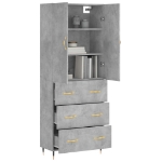 Credenza Grigio Cemento 69,5x34x180 cm in Legno Multistrato