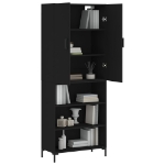 Credenza Nera 69,5x34x180 cm in Legno Multistrato