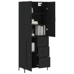 Credenza Nera 69,5x34x180 cm in Legno Multistrato