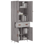 Credenza Grigio Sonoma 69,5x34x180 cm in Legno Multistrato