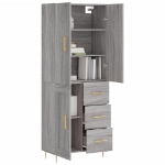 Credenza Grigio Sonoma 69,5x34x180 cm in Legno Multistrato