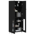 Credenza Nera 69,5x34x180 cm in Legno Multistrato