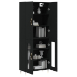 Credenza Nera 69,5x34x180 cm in Legno Multistrato