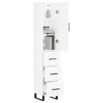 Credenza 34,5x34x180 cm in Legno Multistrato Bianco Lucido