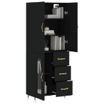 Credenza Nera 69,5x34x180 cm in Legno Multistrato