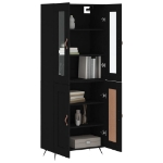 Credenza Nera 69,5x34x180 cm in Legno Multistrato