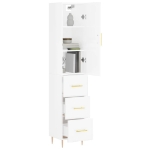 Credenza 34,5x34x180 cm in Legno Multistrato Bianco Lucido