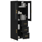 Credenza Nera 69,5x34x180 cm in Legno Multistrato