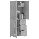 Credenza Grigio Cemento 69,5x34x180 cm in Legno Multistrato