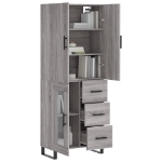 Credenza Grigio Sonoma 69,5x34x180 cm in Legno Multistrato
