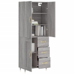 Credenza Grigio Sonoma 69,5x34x180 cm in Legno Multistrato