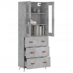 Credenza Grigio Cemento 69,5x34x180 cm in Legno Multistrato